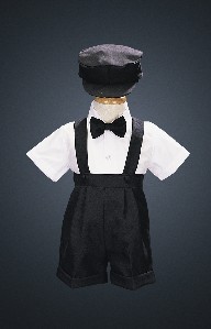 Black Special Occasion Suspenders Short Set with Hat