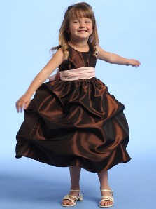 Sleeveless Gathered Taffeta Dress with Detachable Sash