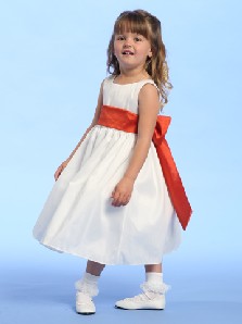 Sleeveless Polyester Dupioni Dress with Detachable Sash