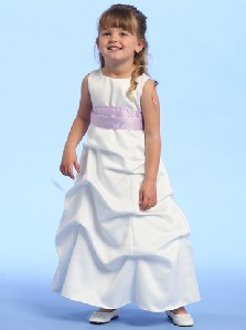 Sleeveless Full-Length Satin Gathered A-Line Dress with Detachab