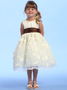 Sleeveless Satin Bodice with Pop Up Satin Flowers Embroidered on