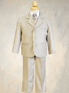 Khaki 5 Piece Suit with Vest and Tie