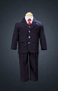 Navy Blue 5 Piece Suit with Vest and Tie