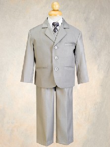 Light Gray 5 Piece Suit with Vest and Tie