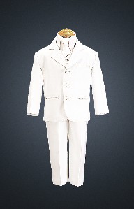 White 5 Piece Suit with Vest and Tie