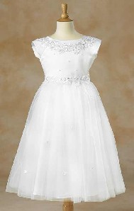 Sequins and Pearls White Communion Baptism Dress