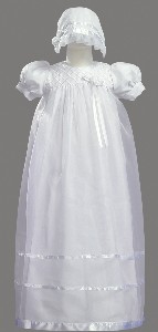 Embroidered Organza Long Gown with Satin Ribbon Accents