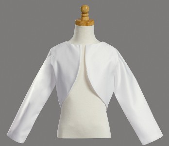 White Long Sleeve Satin Bolero Jacket
