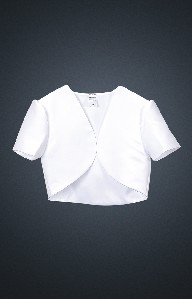 White Short Sleeve Satin Bolero Jacket