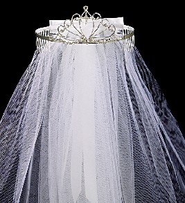 First Communion Tiara with Veil and Bow