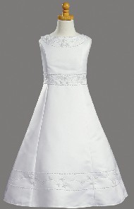 White Sleeveless Communion Baptism Dress with Shawl